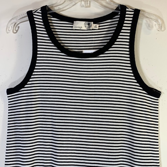 NWT. Everleigh XS Black White Stripe Knit Hi-Lo Shift Dress. - Picture 5 of 10